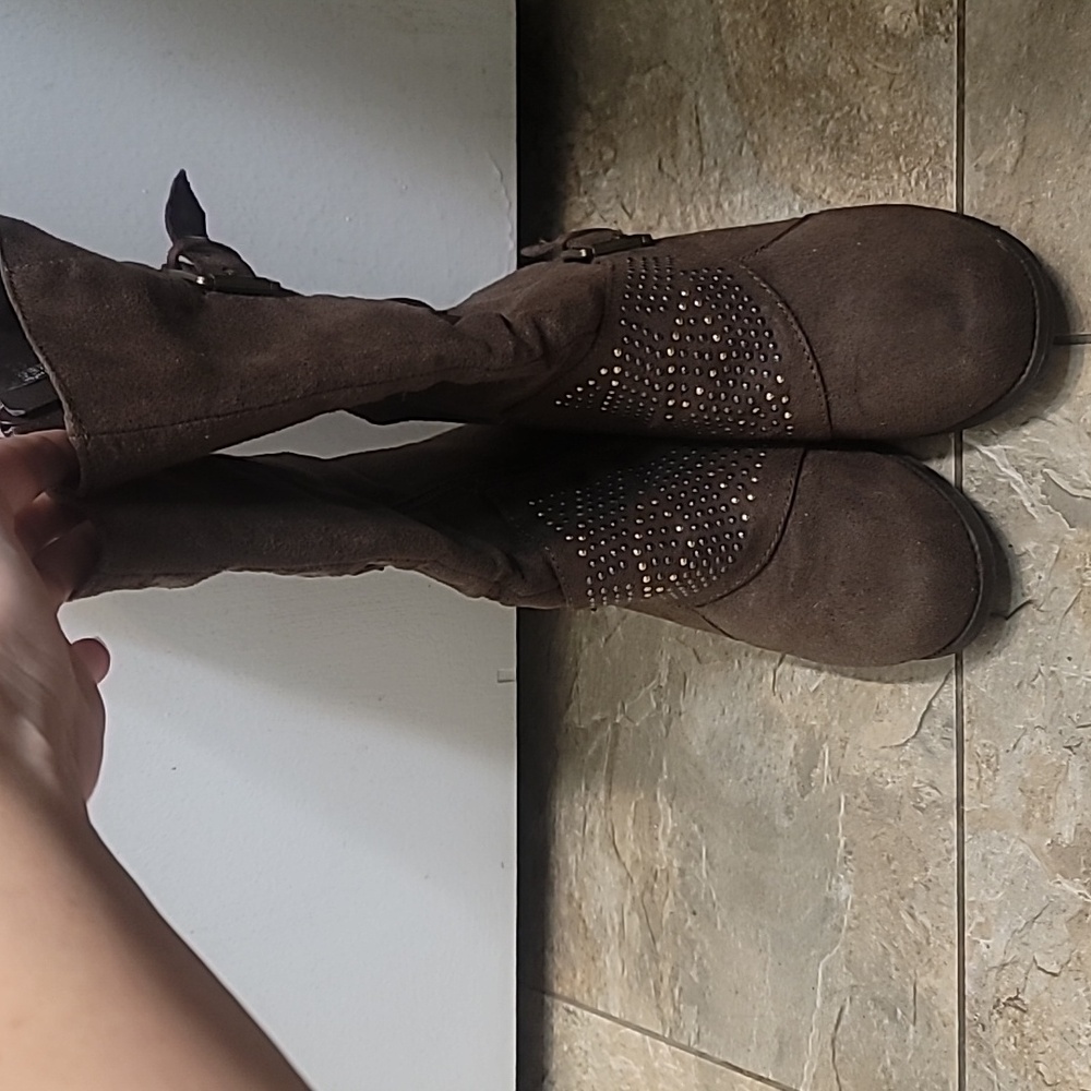 Kids Brown Studded Boots